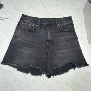 American Eagle High Rise Shorts Frayed Bottoms Size 6